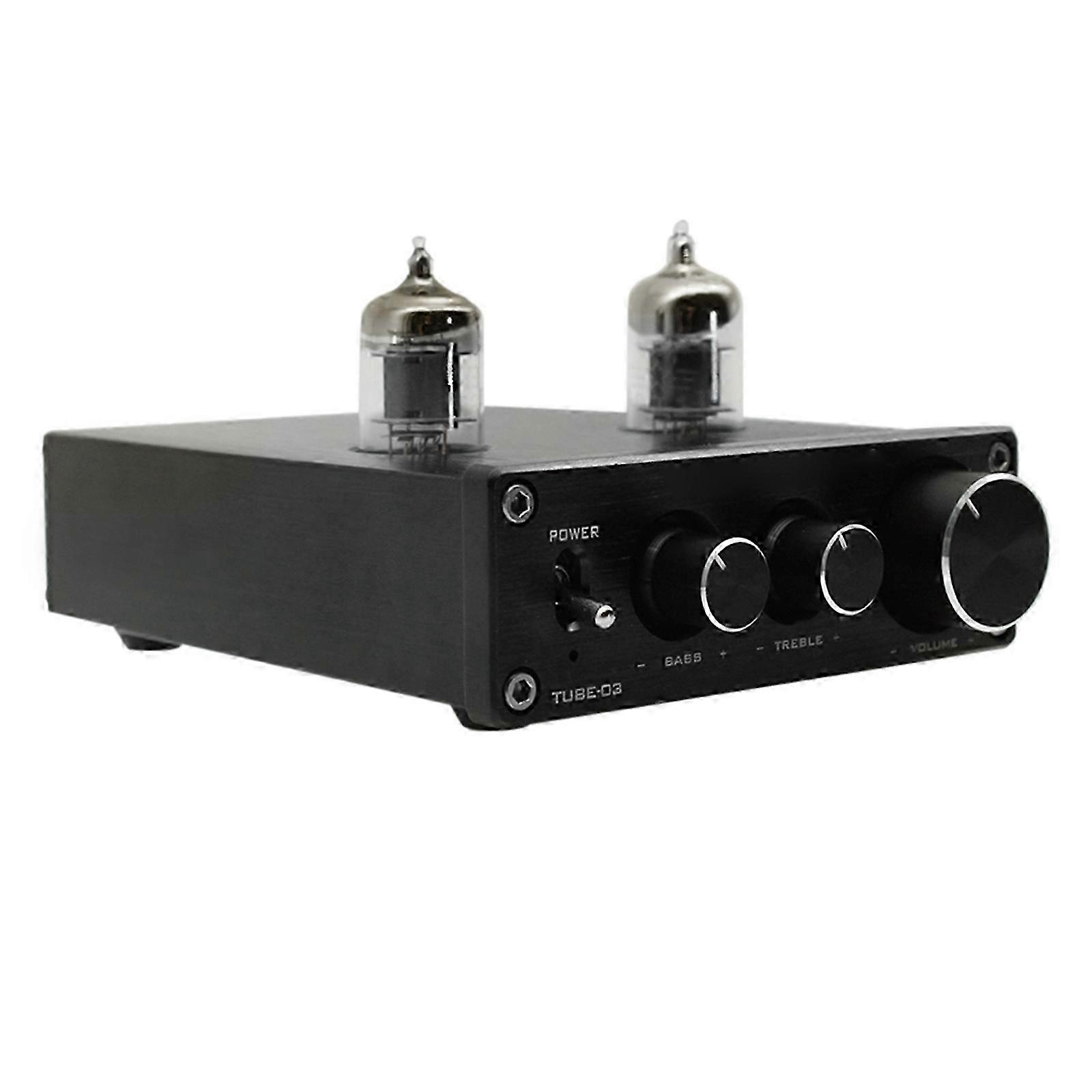 Vacuum Tube Preamp with Bass Treble Control RCA Input Black EU Plug