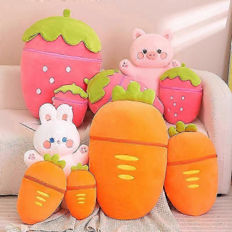 Transforming Fruit Rabbit Doll Pillow Cute Strawberry Rabbit Plush Toy Birthday Children's Gift Rabbit Doll zZ