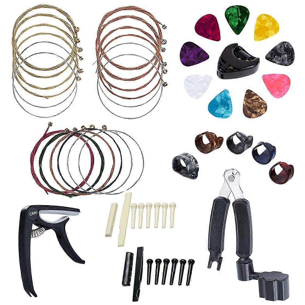 Guitar String Replacement Kit Guitar Capo String Plectrum Gear For String Replacement With Black Color 1Set