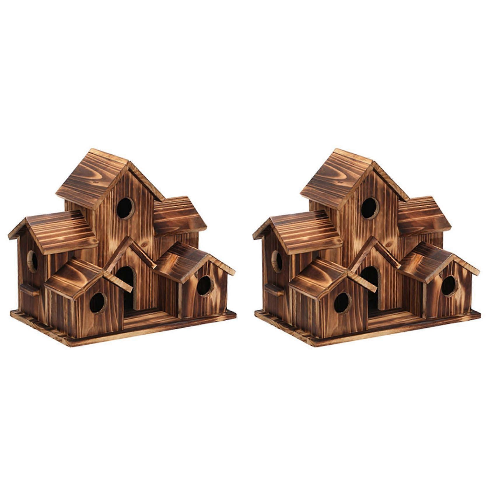 2 x birdhouse για τον εξωτερικό χώρο, birdhouse, 6 τρύπες, διακόσμηση πίσω αυλής