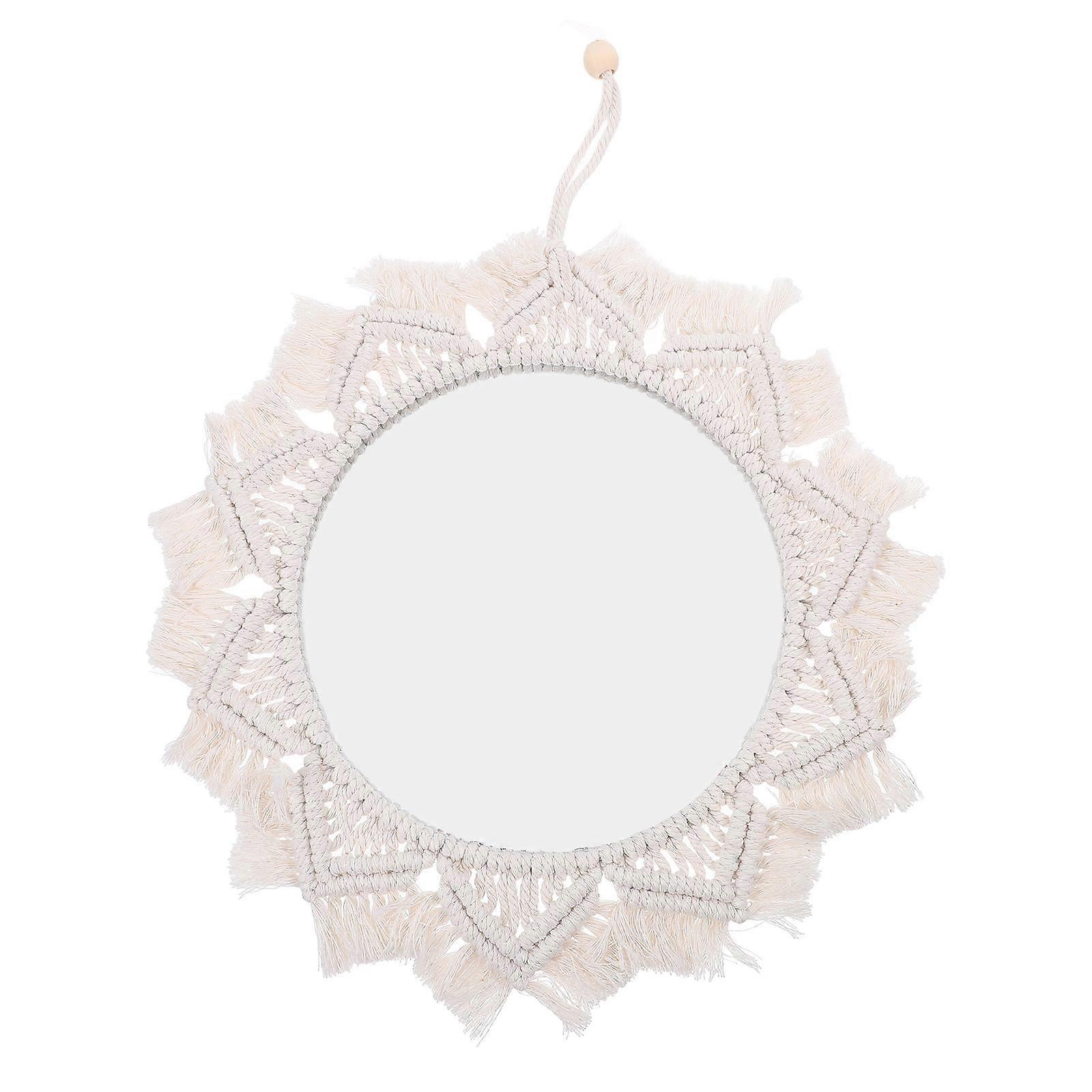 Hand Woven Mirror Chic Woven Mirror Bohemian Home Wall Mirror for Dormitory 1Pack