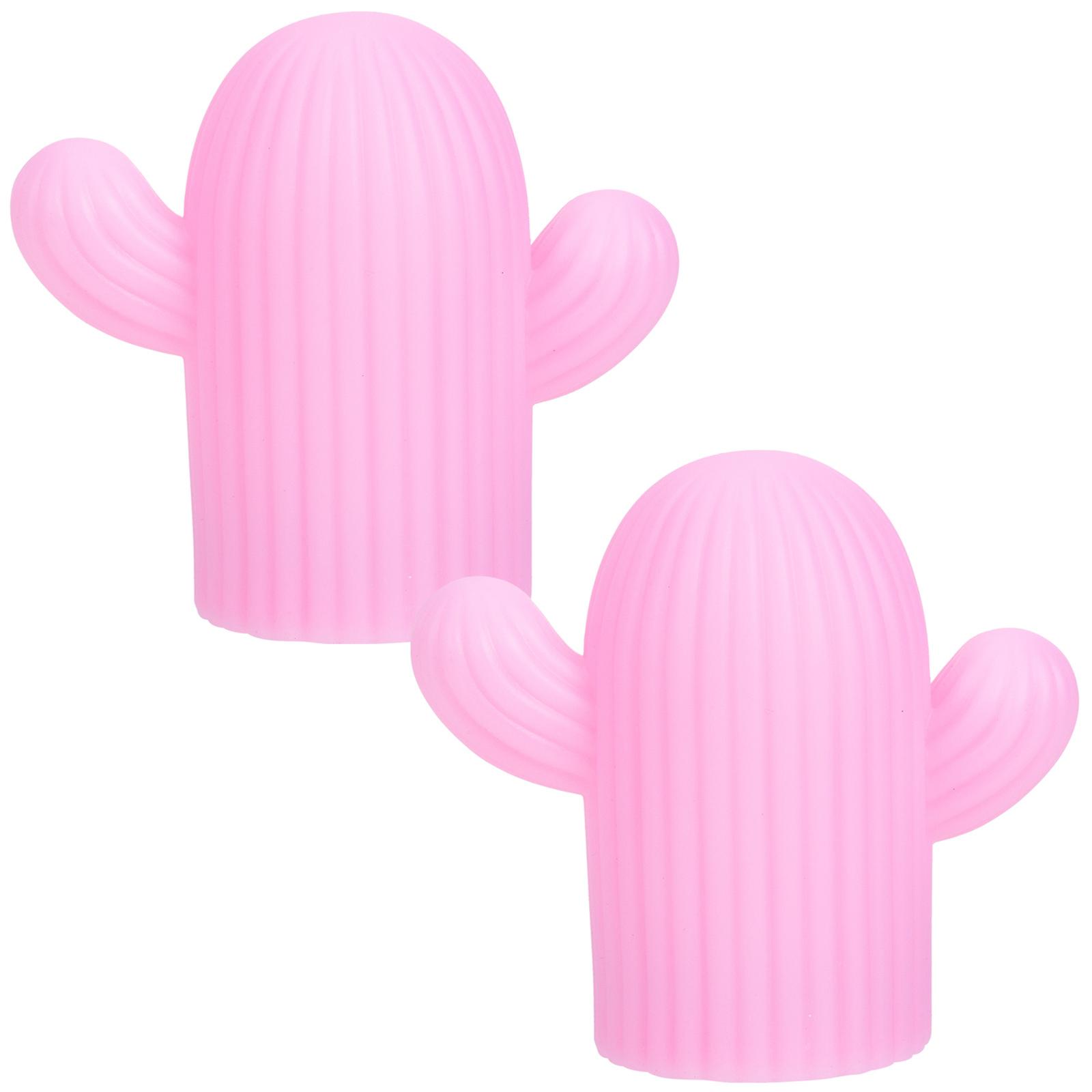 Unique Lamp Cactus Shaped Night Light for Bedroom Bedside Pink 8.50X7.50X4.00CM Simple Design Decoration 2Set