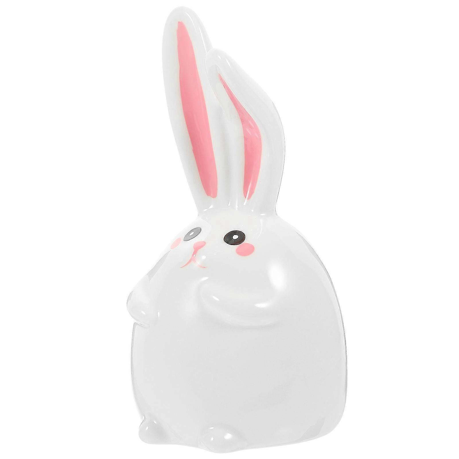 White Ceramic Bunny Coin Container Tabletop Decoration 1Pcs