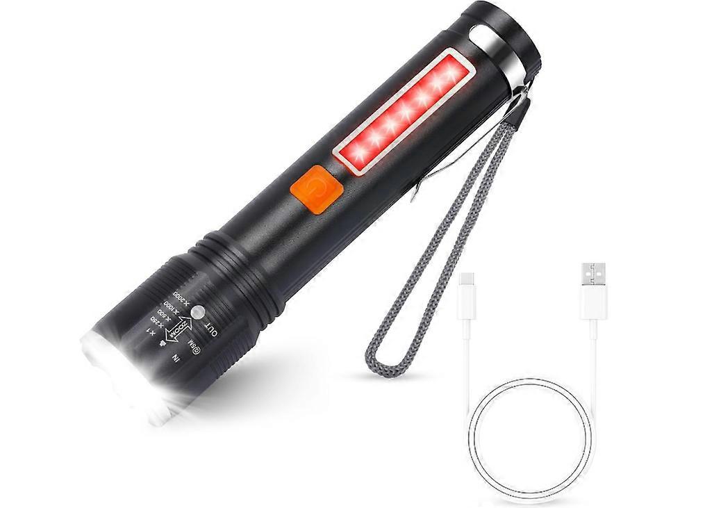 LED Torch 3000 Lumens Rechargeable, 4 Modes, Waterproof Pocket Flashlight for Camping Hiking Emergency(Black)