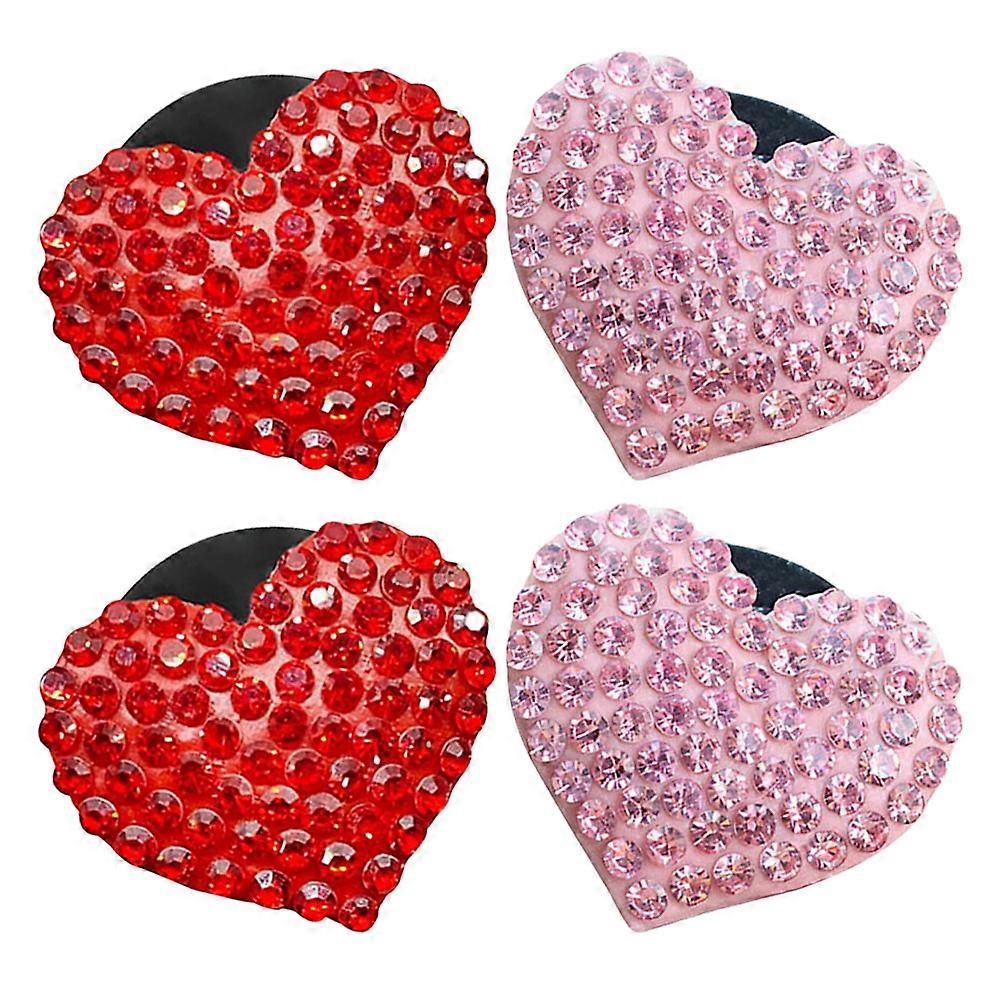 Heart Shaped Car Air Vent Clips with Rhinestones Elegant Aroma Diffuser for Air Conditioning Decorative Car Interior Accessory (Pink/Red)