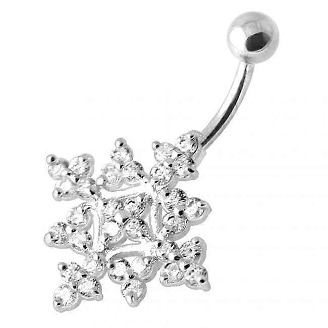 Multi Jewelled Big Flower Non Dangling Belly Bar