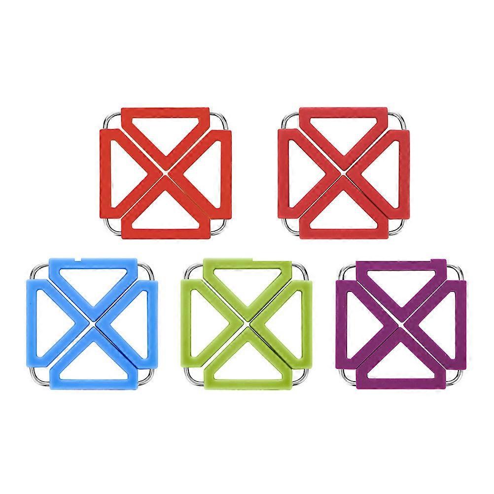Dining Room Hot Pad Heat Resistant Pot Holders Foldable 5 Pcs