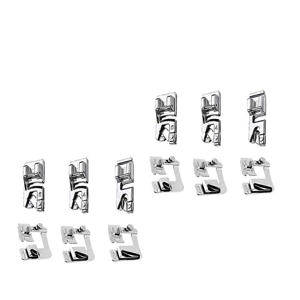Sewing Machine Presser Foot Set 6/8" For Clothes Making Silver No Pre-folding 2 Sets