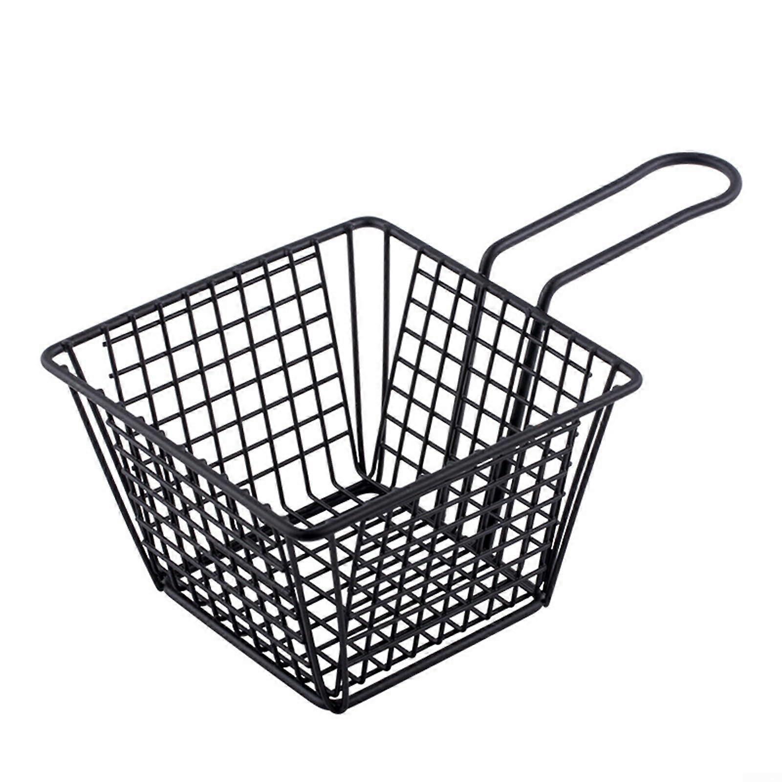 Slim Stainless Steel Mini Frying Baskets with Handle for Displaying Various Fried Snacks Such as Chips, Chips and Shrimp at Events (Deep Square)