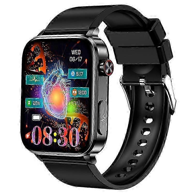 TK15 1.96" Bluetooth Call ECG Smart Bracelet Heart Rate Temperature Monitoring Sports Watch with Pedometer, Silicone Strap