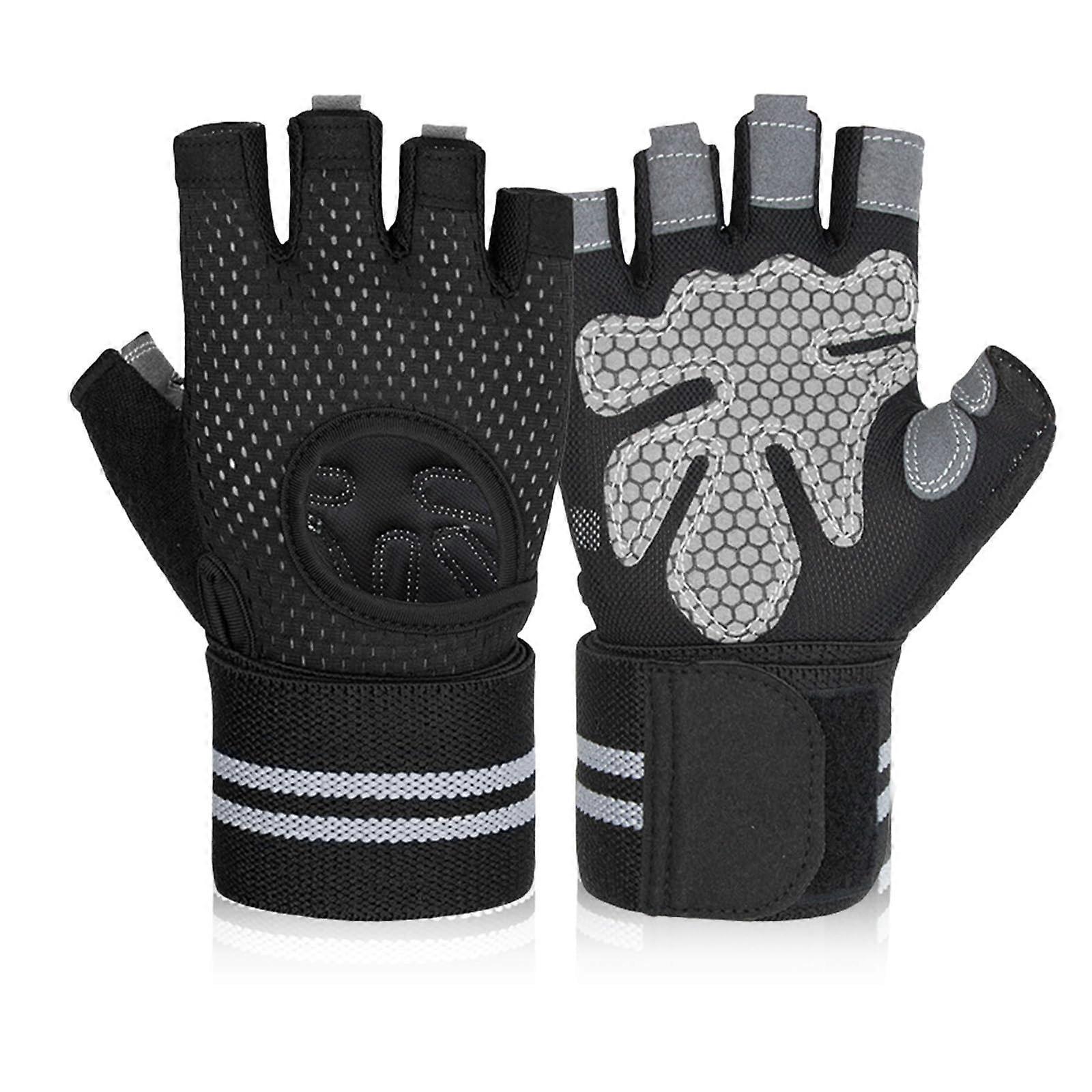 قفازات لياقة بدنية للرجال والنساء ، جيدة التهوية مع حزام المعصم ، حماية راحة اليد للصالة الرياضية