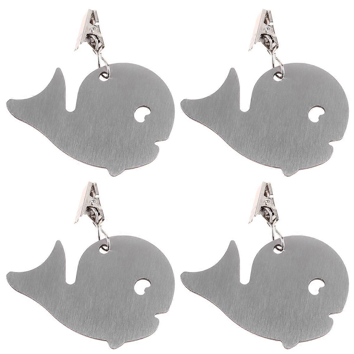 テーブルクロスクリップ厚みのあるステンレス鋼クジラの形ピクニックキャンプの結婚式パーティービュッフェディナー4個のための防風