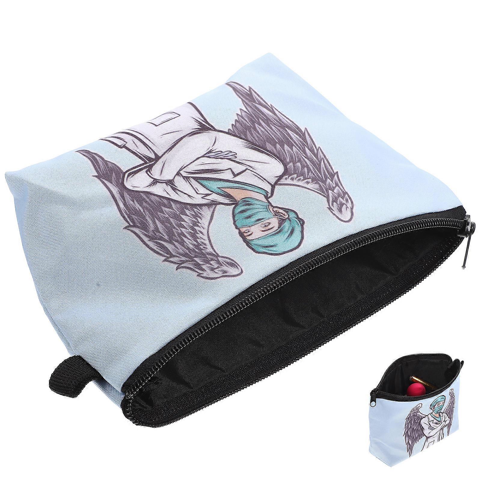 Travel Pouch Portable Cosmetics Bag Makeup Organizer For Women Sky-Blue Rectangular Shape Durable 1Set