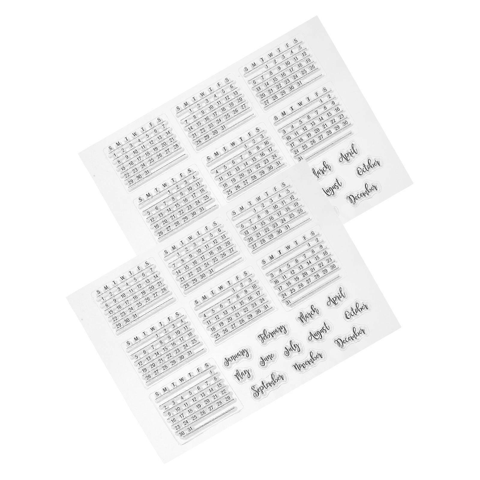 Stamp Calendar Background Stamp 4.20X3.00X0.30CM Diy Activities Card Making 2Pcs