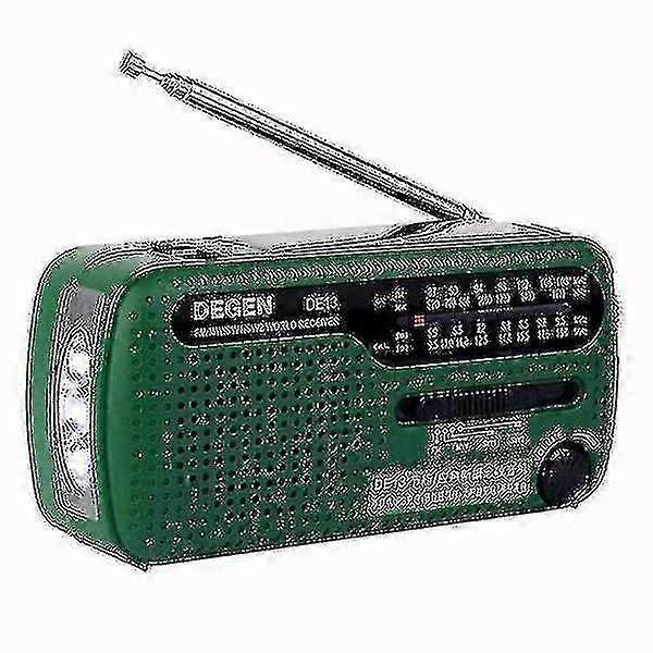 Degen De13 Bærbar Fm Mw Sw Manuell Cranking Dynamo World Receiver Radio Recorder