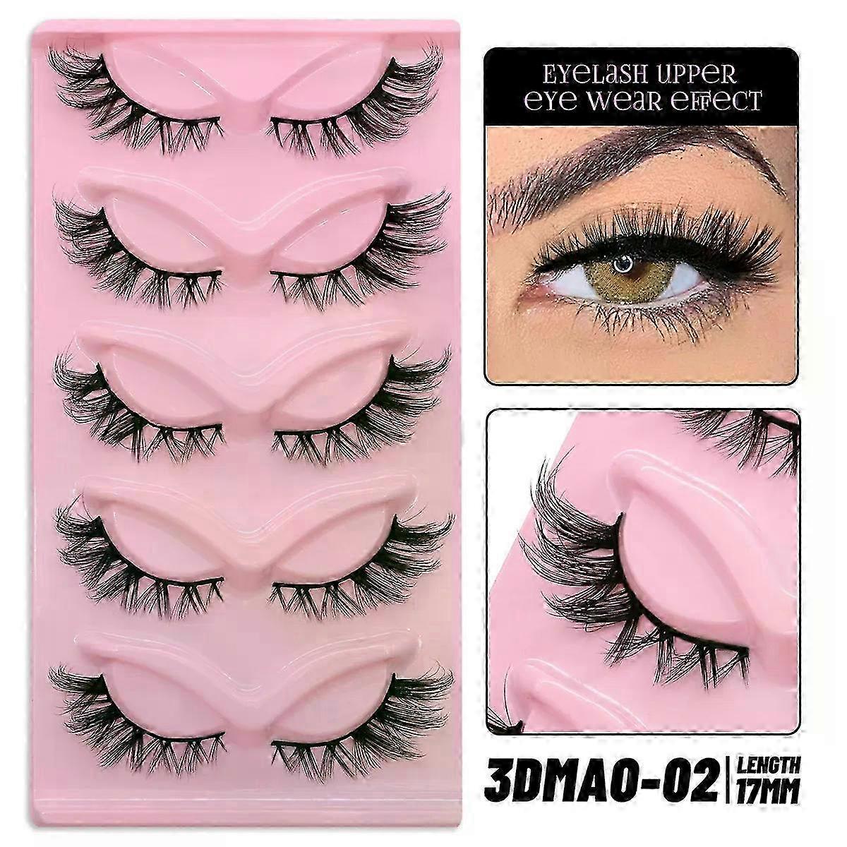 Natural Long Clear Band Cat Eye Lashes with Winged End Faux Mink Eyelashes for Makeup