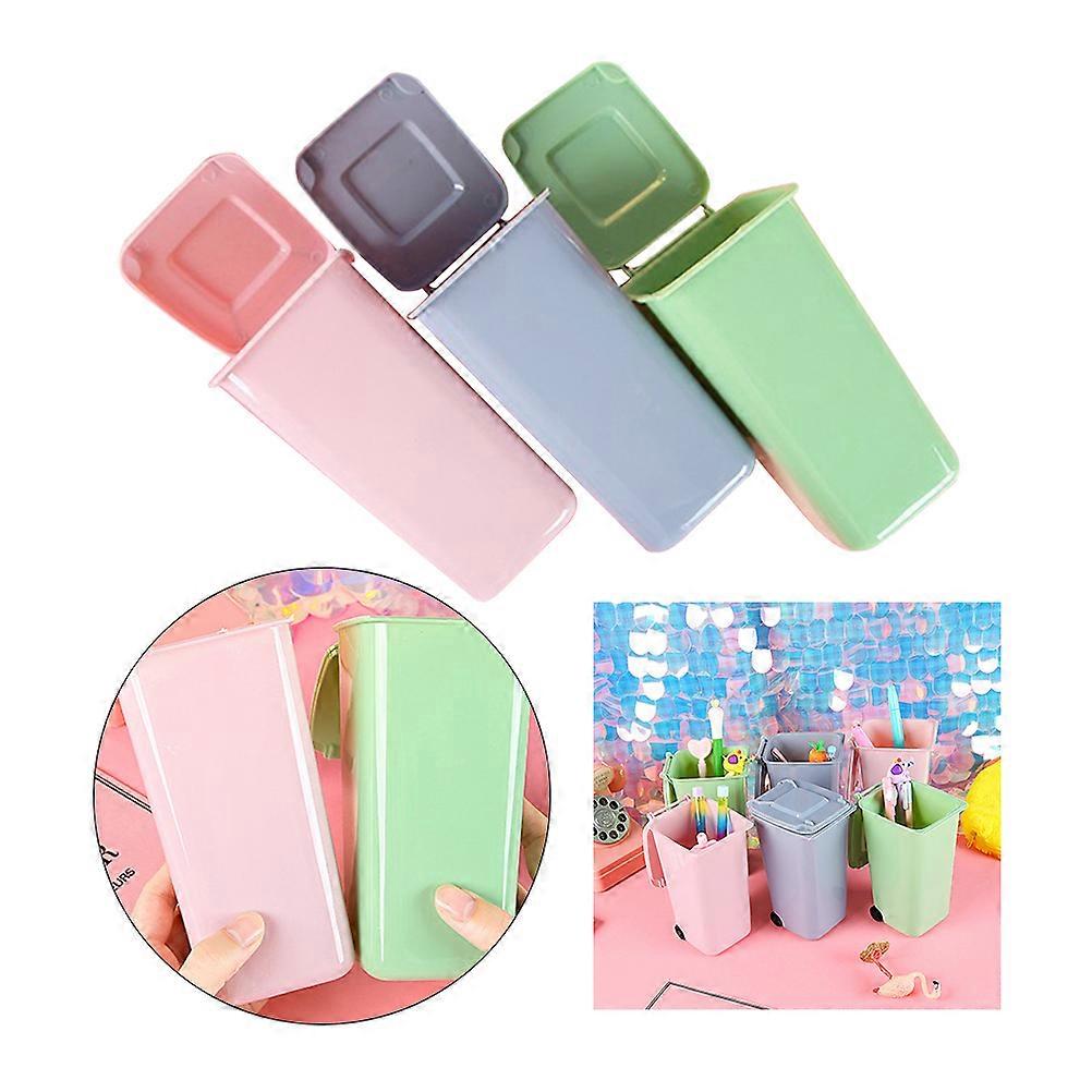 Office Pen Holder Mini Trash Can Shaped For Students Space Saving Storage For Writing Instruments 15.5 x 9.6 x 3cm 3Pack