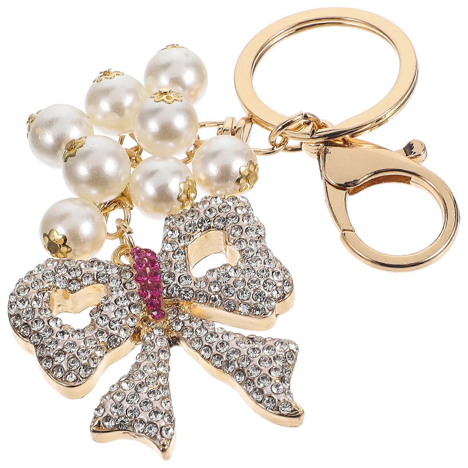 Key Ring Bowknot Key Chain Daily Use Rosy Color Alloy Material Decorative 1Set
