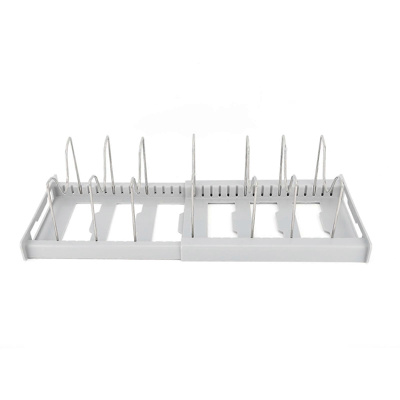 Expandable Pot Organizer Anti Slip Size Adjustable Multi Use Pot Lid Holder for Kitchen Canteen Grey 