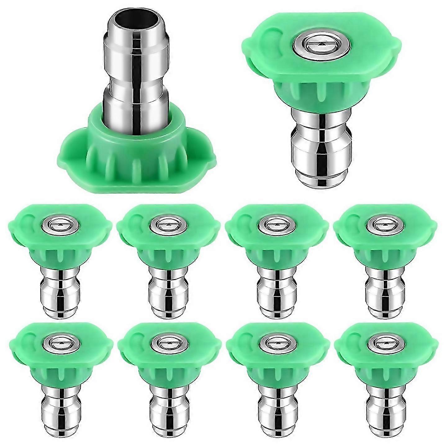 For 10 Pack 1/4 Inch Pressure Washer Nozzle Tips Quick Connector Gre
