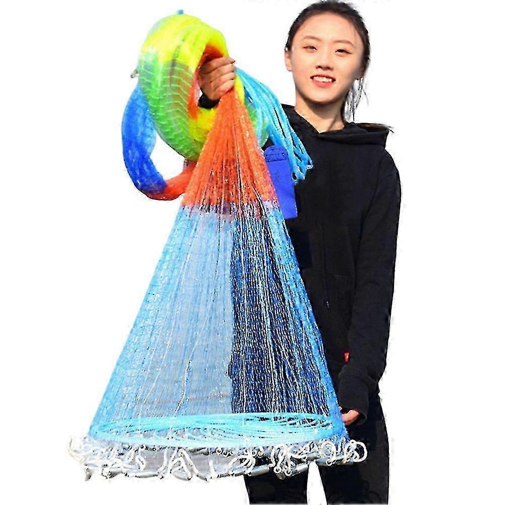 Durable Throwing Net with Large Flying Disc for Fishing