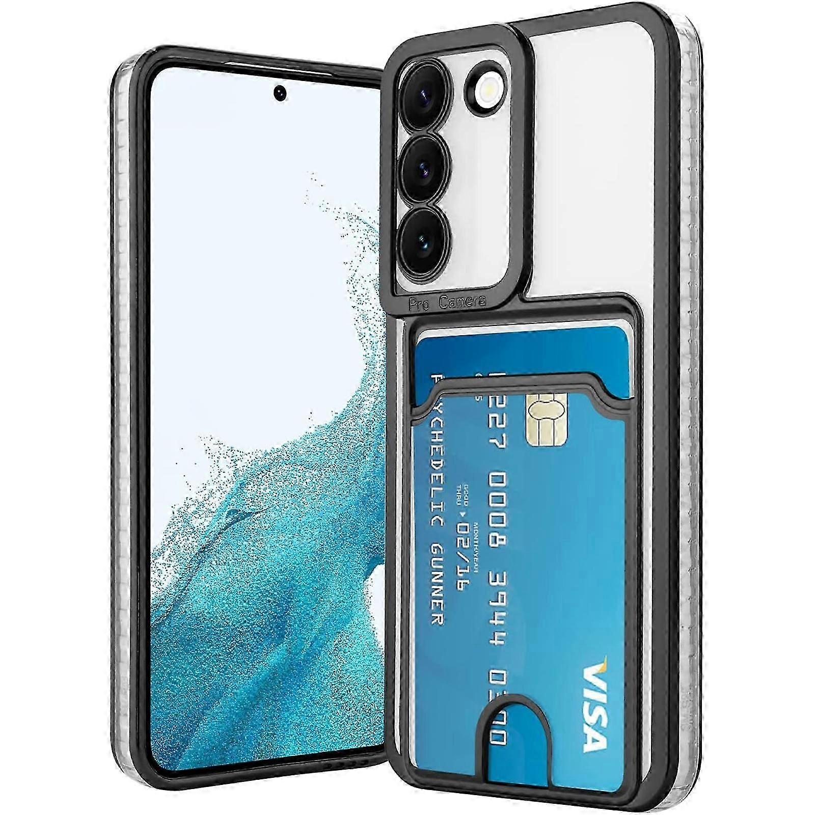 FOR Samsung Galaxy S24 Series Case with Card Holder, Clear Plating Case Hybrid Anti-Yellowing Transparent Wallet Case for Samsung S24