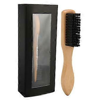 Brosse de toilettage de la barbe Redresse et favorise la croissance de la barbe Poils en nylon Brosse à barbe en bois pour hommes Soins de la barbeYMMR)