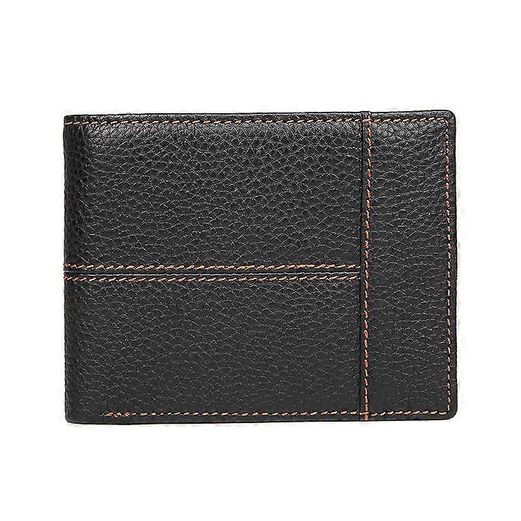Men Retro Portable Wallet Short Cowhide Leather Wallet
