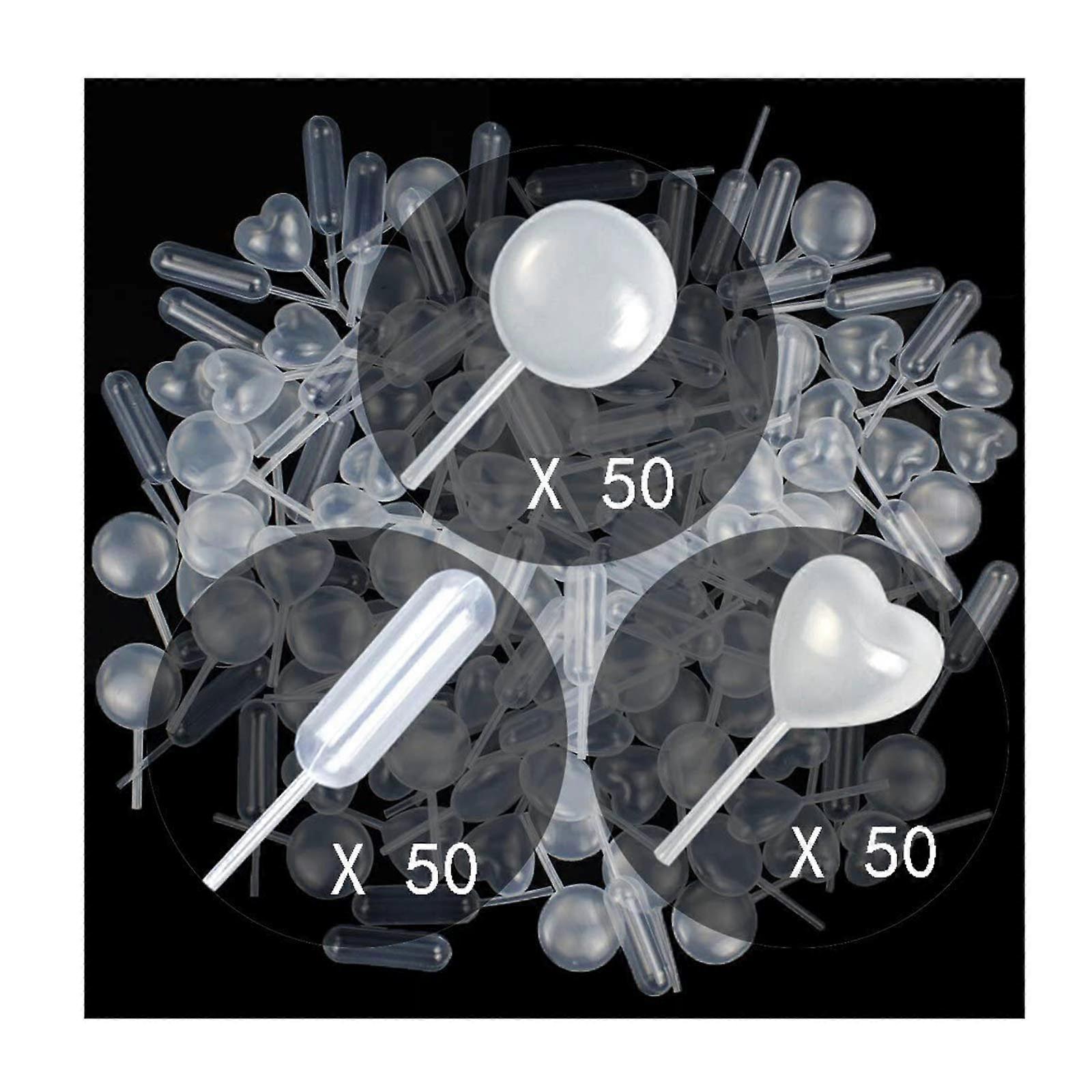 150pcs 4ml Plastic Pipettes Heart Round Rectangular Plastic Squeeze Transfer Pipettes Suitable for Chocolate, Cupcakes, Strawberries