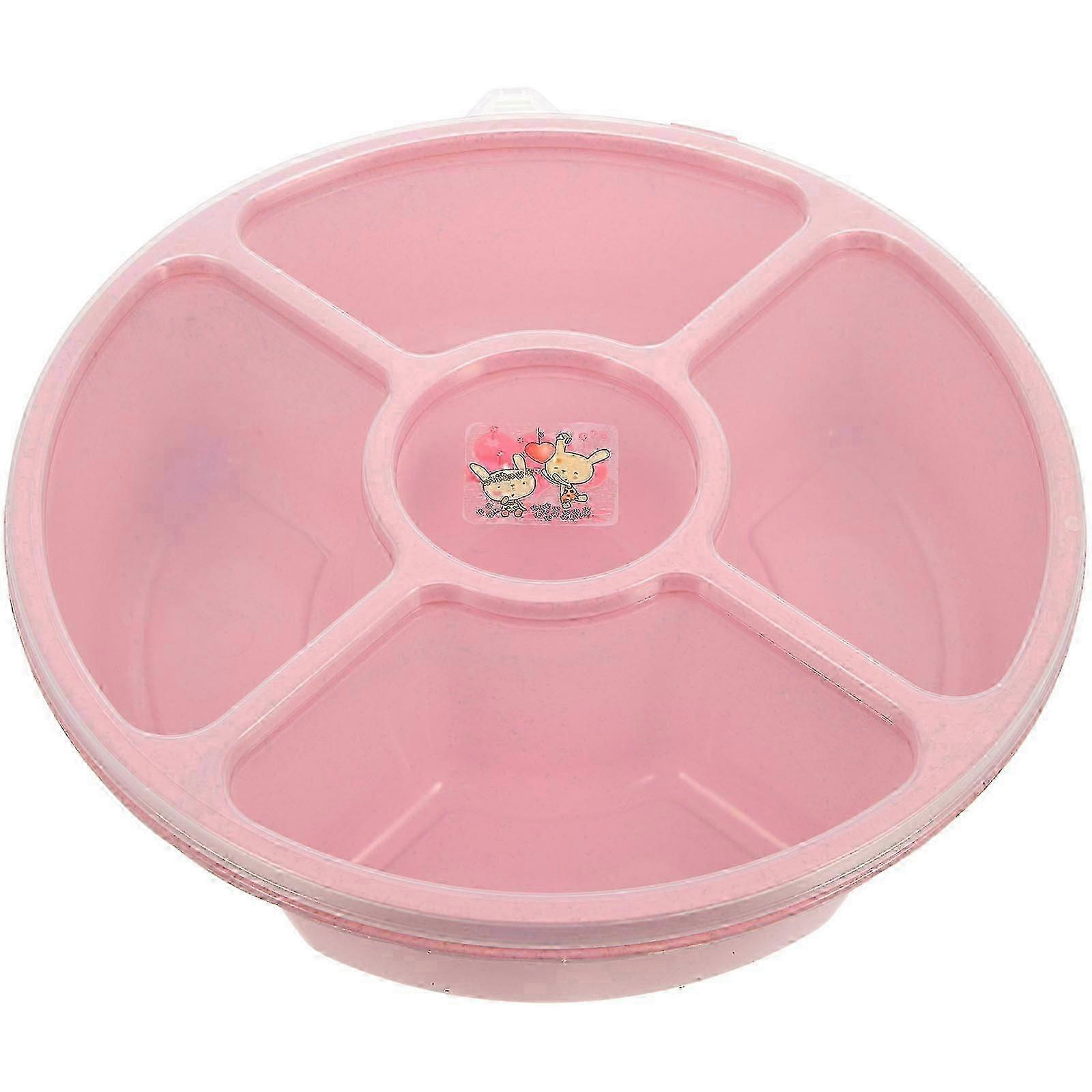 Creative Plastic Multi Sectional Snack Serving Tray Set with Lid for Home (Random Color) hwy