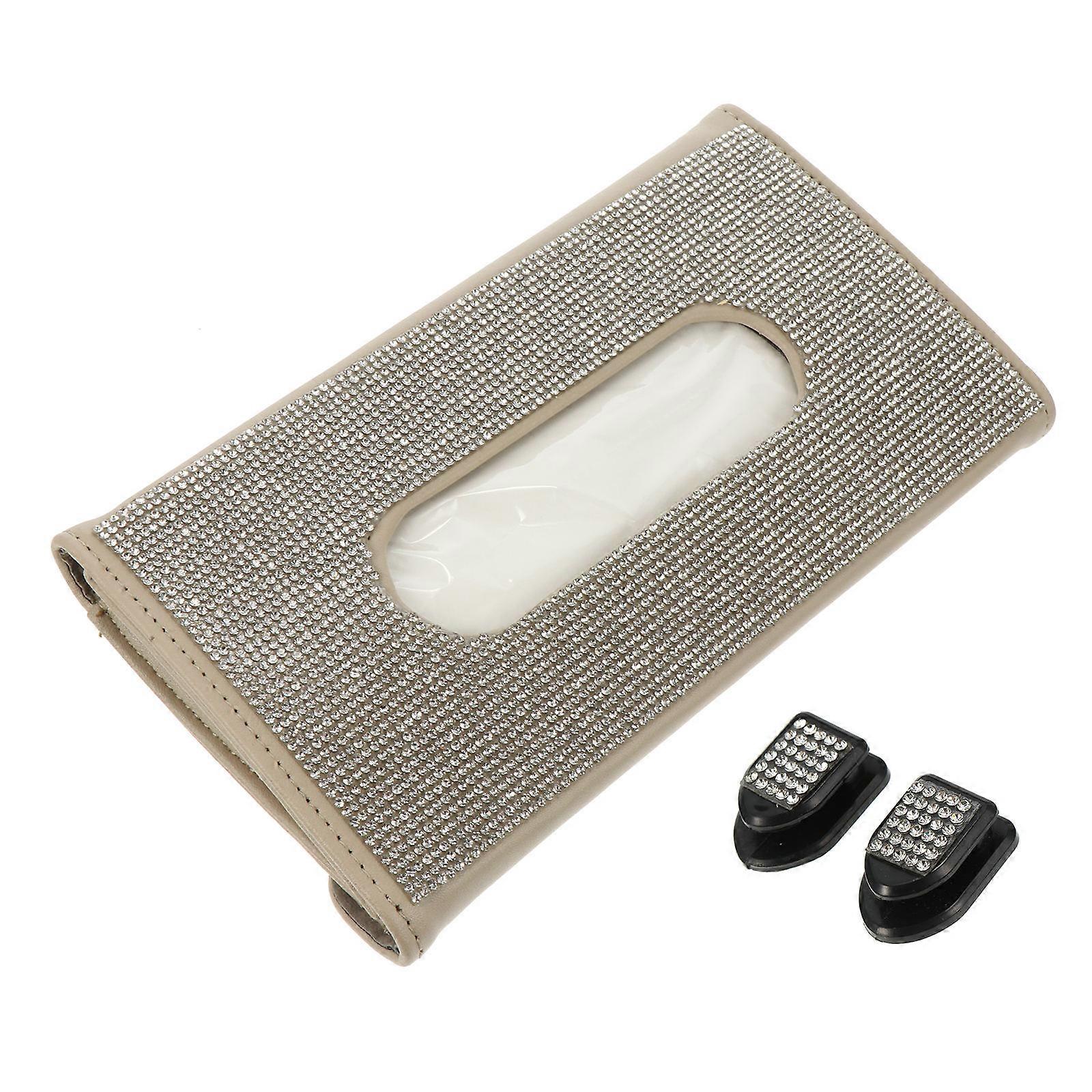 Car Tissue Holder for Sun Visor Use Beige Color Durable and Practical Easy to Install