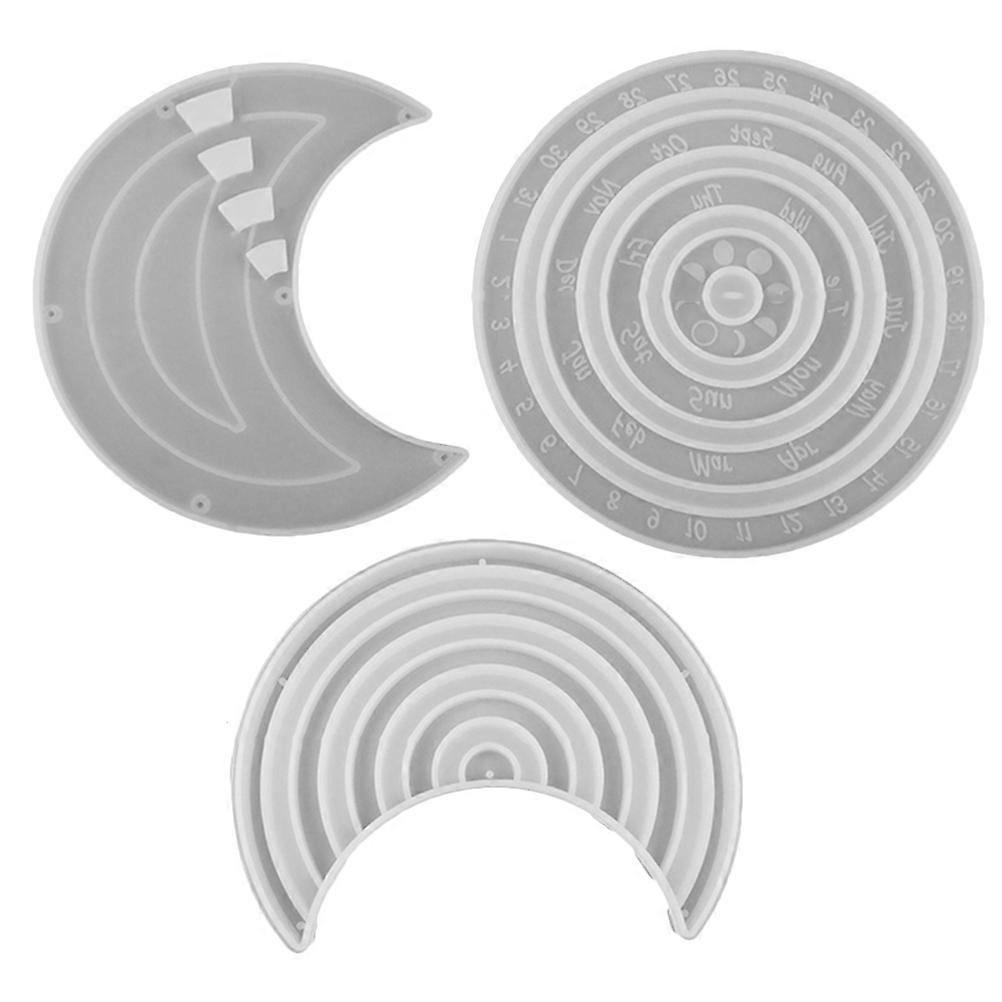 Craft Molds Epoxy Resin Calendar Casting Mold Gifting White Color 3Pcs