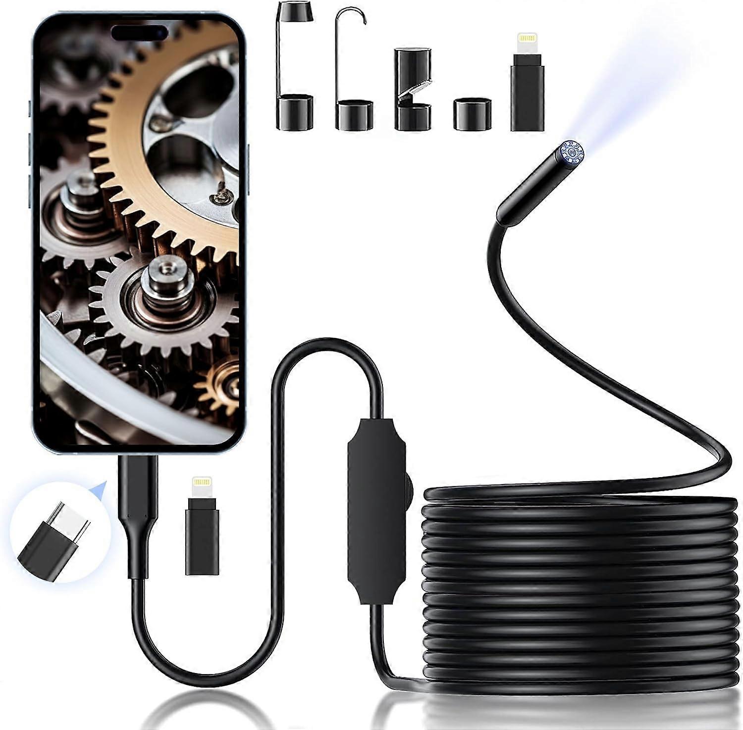 Endoscope Camera with Light, 1920P HD Borescope