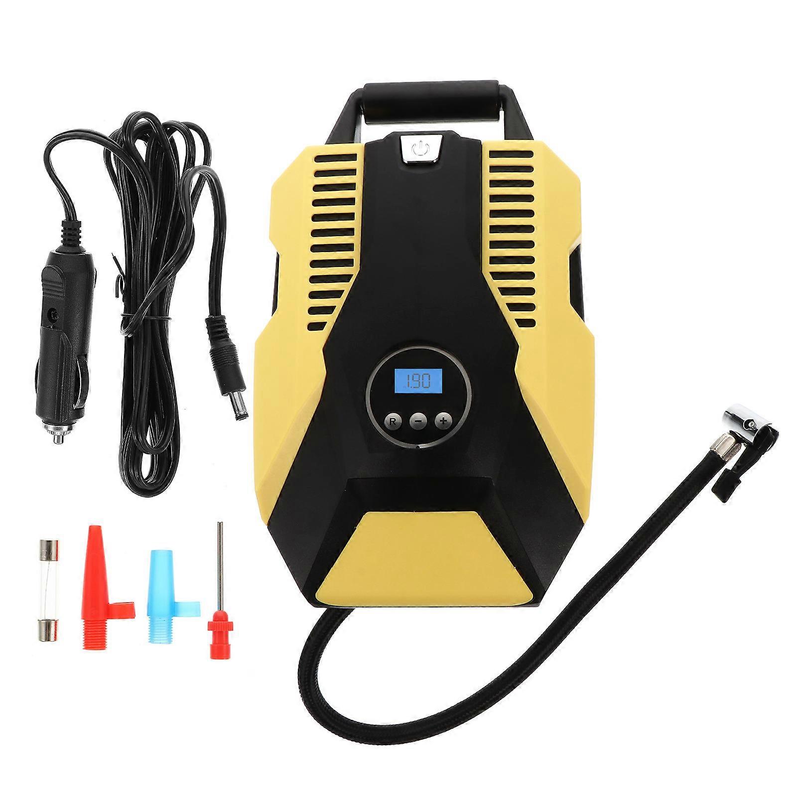Yellow Electric Air Compressor with Digital Screen for Tire Use Portable Car Tyre Pump 2 8m Power Cable