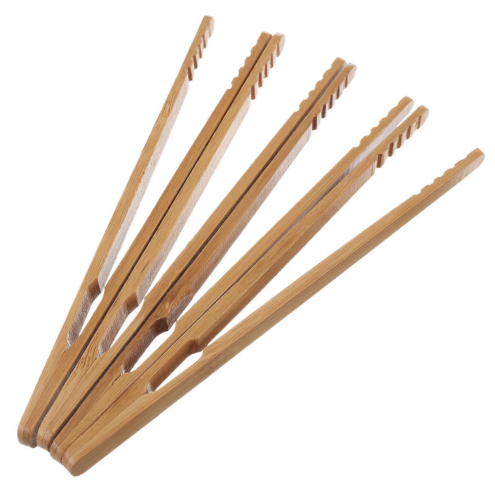 Hemoton 4PCS Bamboo Tea Tong Multi Purpose Food Tongs Tone
