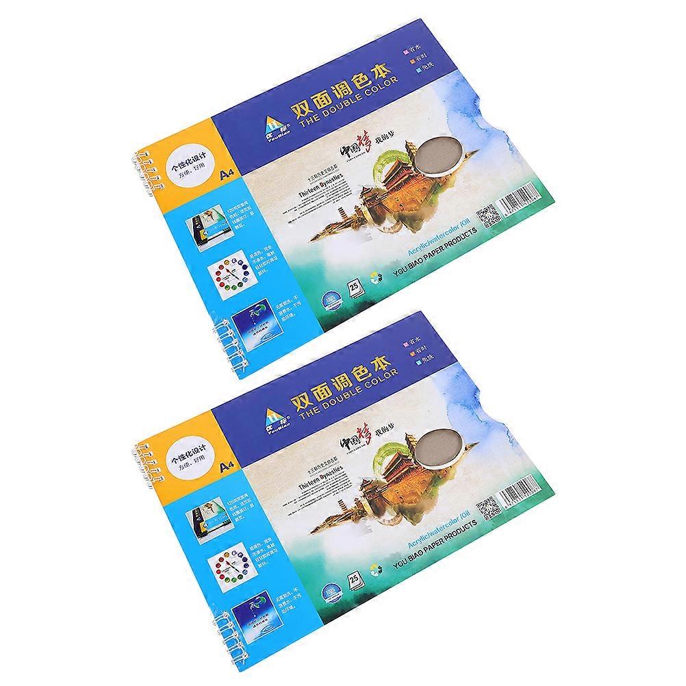 Watercolor Pigment Mixing Trays Paint Color Mixers Painters Rectangle Shape Durable Paper Material 29.00X21.00X1.50CM 2 Books