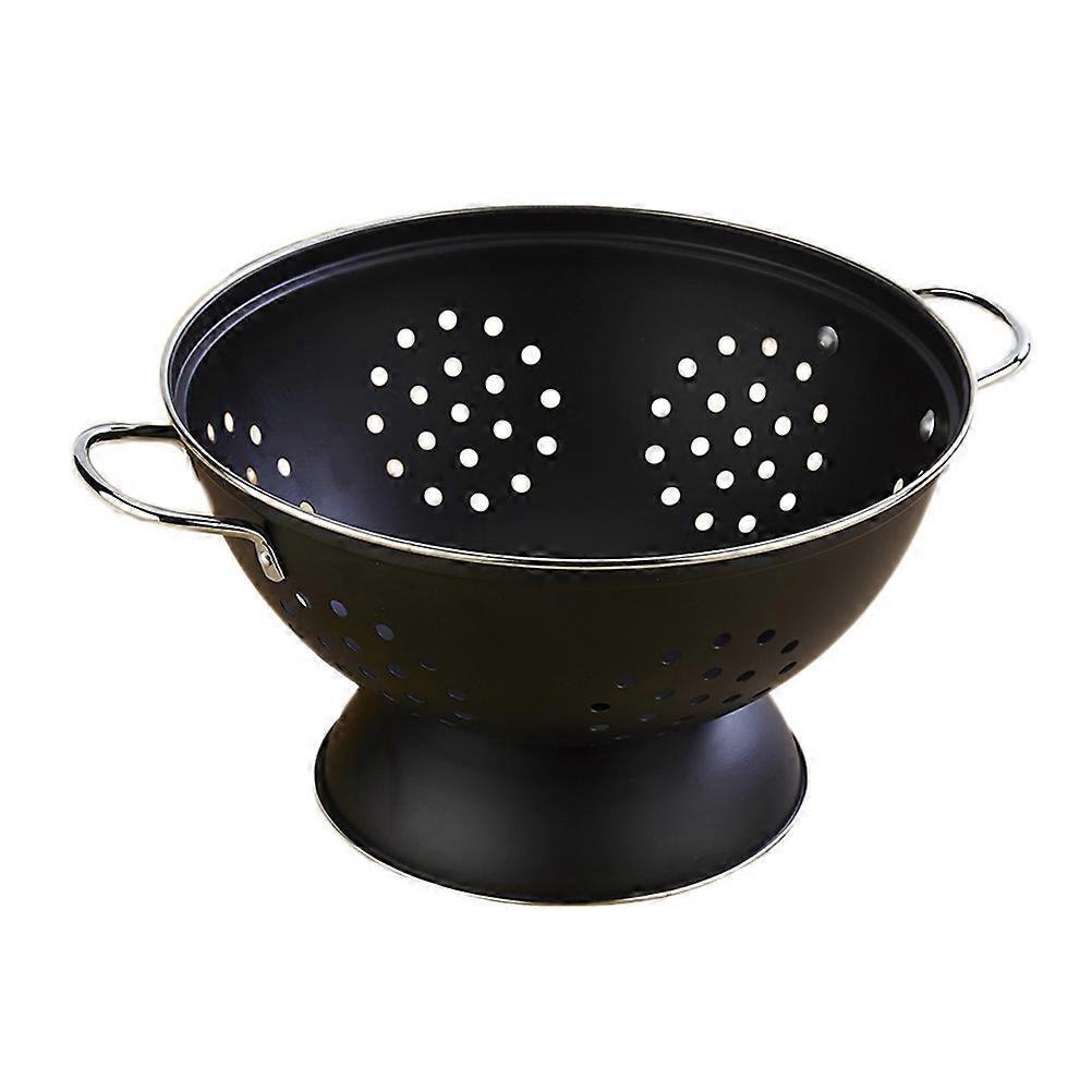 Black Metal Storage Tray For Kitchen Counter Fruit Serving And Vegetable Washing 24 x 24 x 14 cm 1Pack