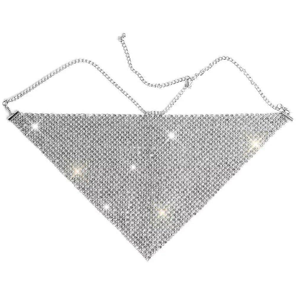 Shiny Crystal Mesh Mask for Masquerade Ball, Glitter Face Mask for Prom Night, Bling Jewelry Style, Silver Color