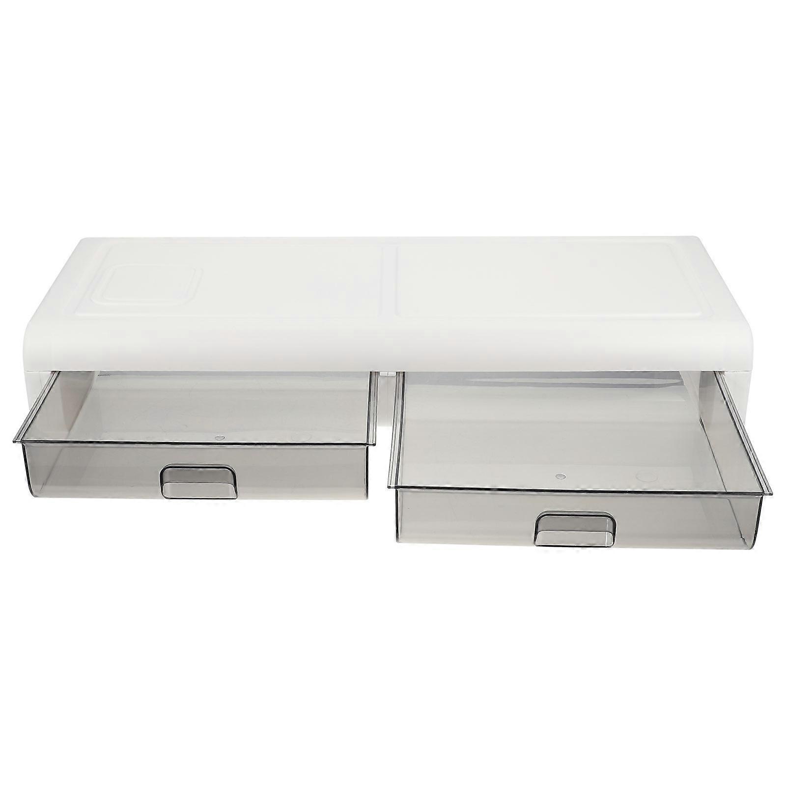 Black Computer Monitor Stand with Drawer for Home Use Strong and Durable Plastic 7.87x11.81 Inches