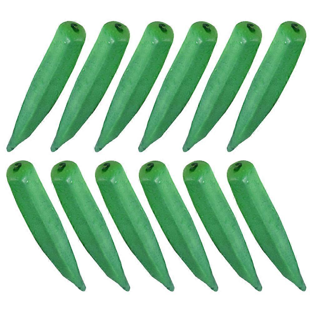 Realistic Artificial Okra for Decor Foam Green Lifelike 12pcs