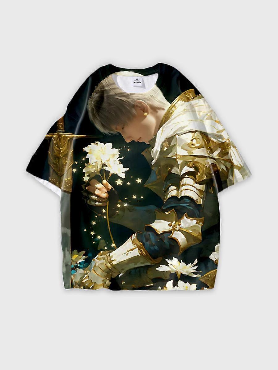 T-shirt round neck Role Pattern loose short sleeve E623