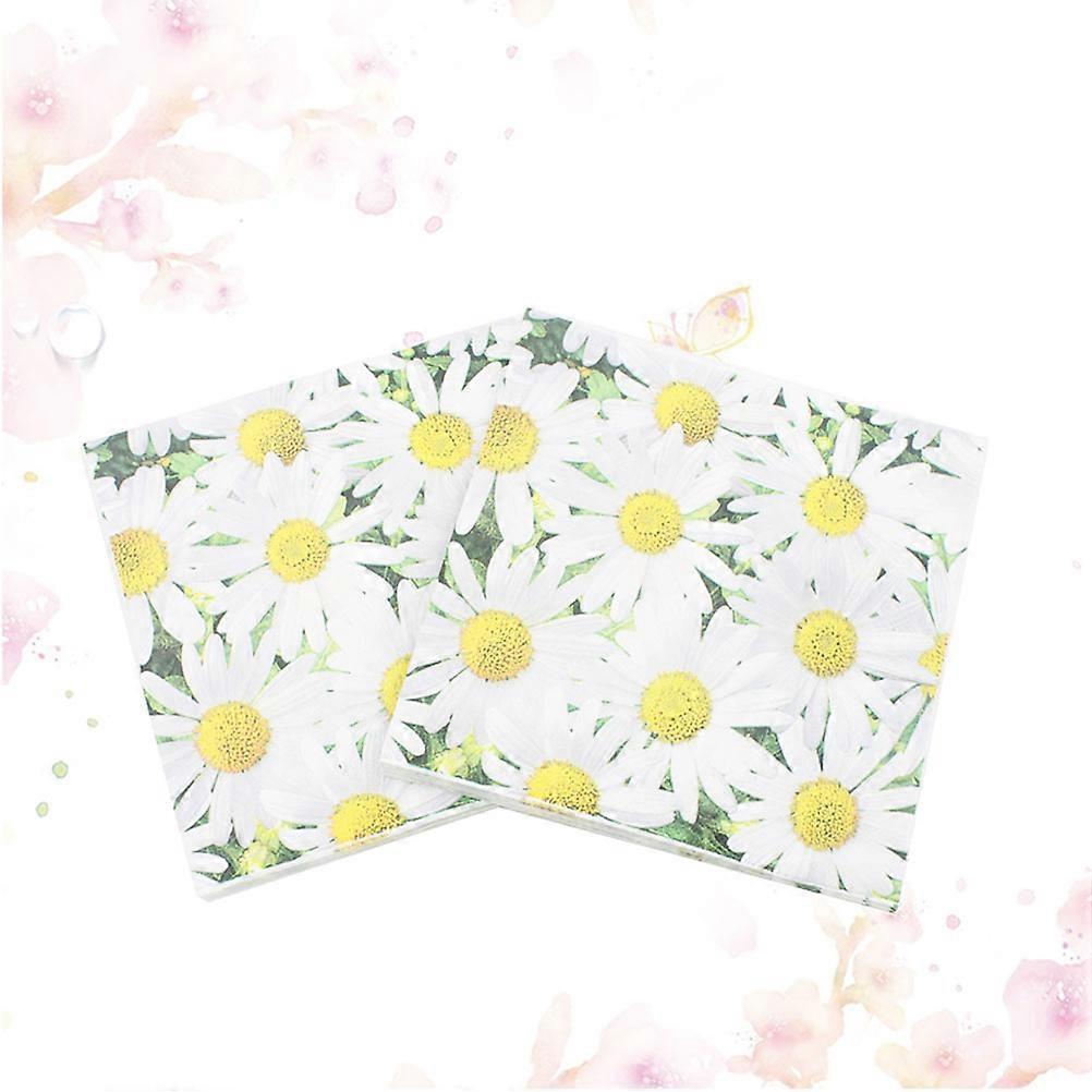 Dinner Party Napkins Daisy Pattern Disposable Tissue 20Pcs White