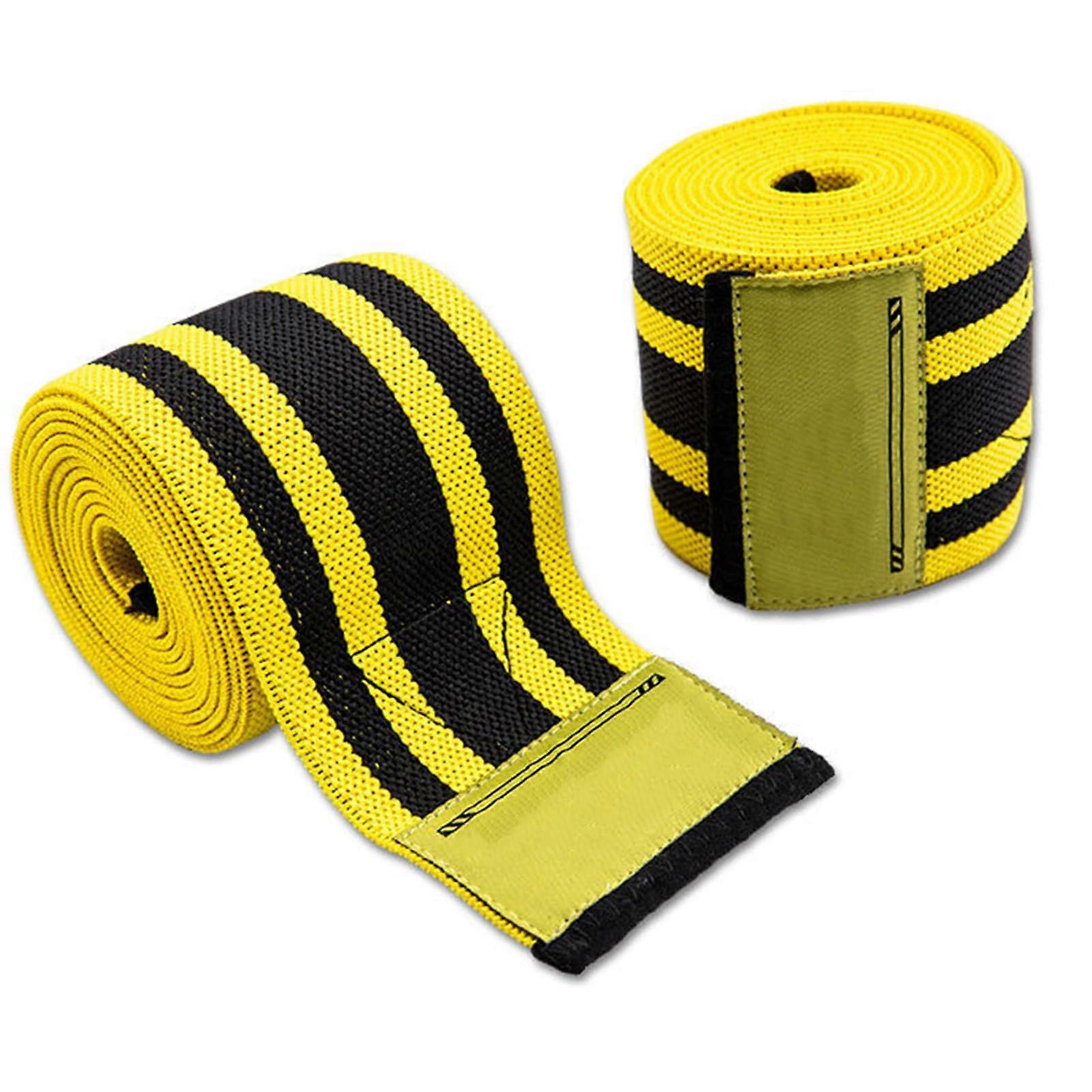 1 Pair NonSlip Knee Support for Running and Sports Flexible Knee Support Adjustable Wrap Around Knee Support with Straps yellow pair