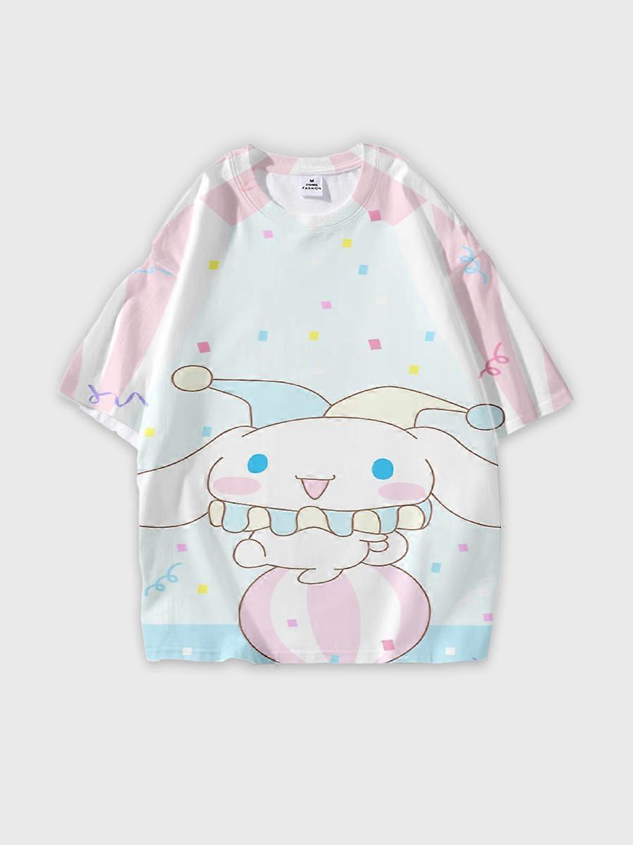 T-shirt round neck Cartoon Pattern loose short sleeve E2536