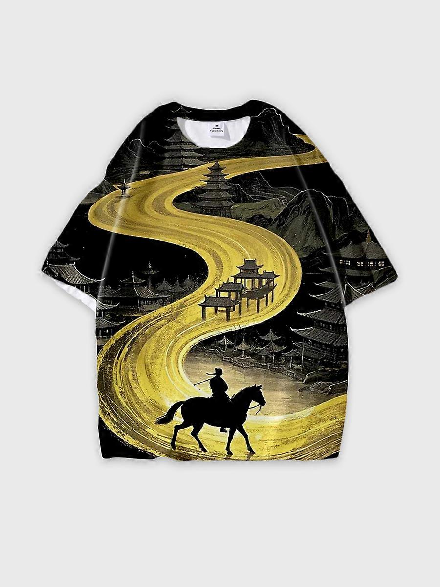 T-shirt round neck Pattern loose short sleeve B357