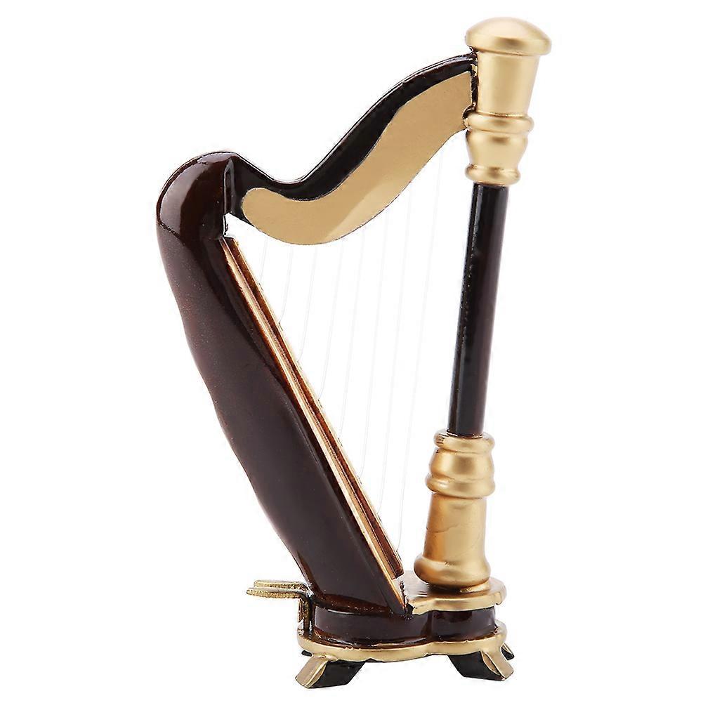 3.5in Wooden Miniature Harp Replica with Gift Case Instrument Model Musical Gifts Ornaments