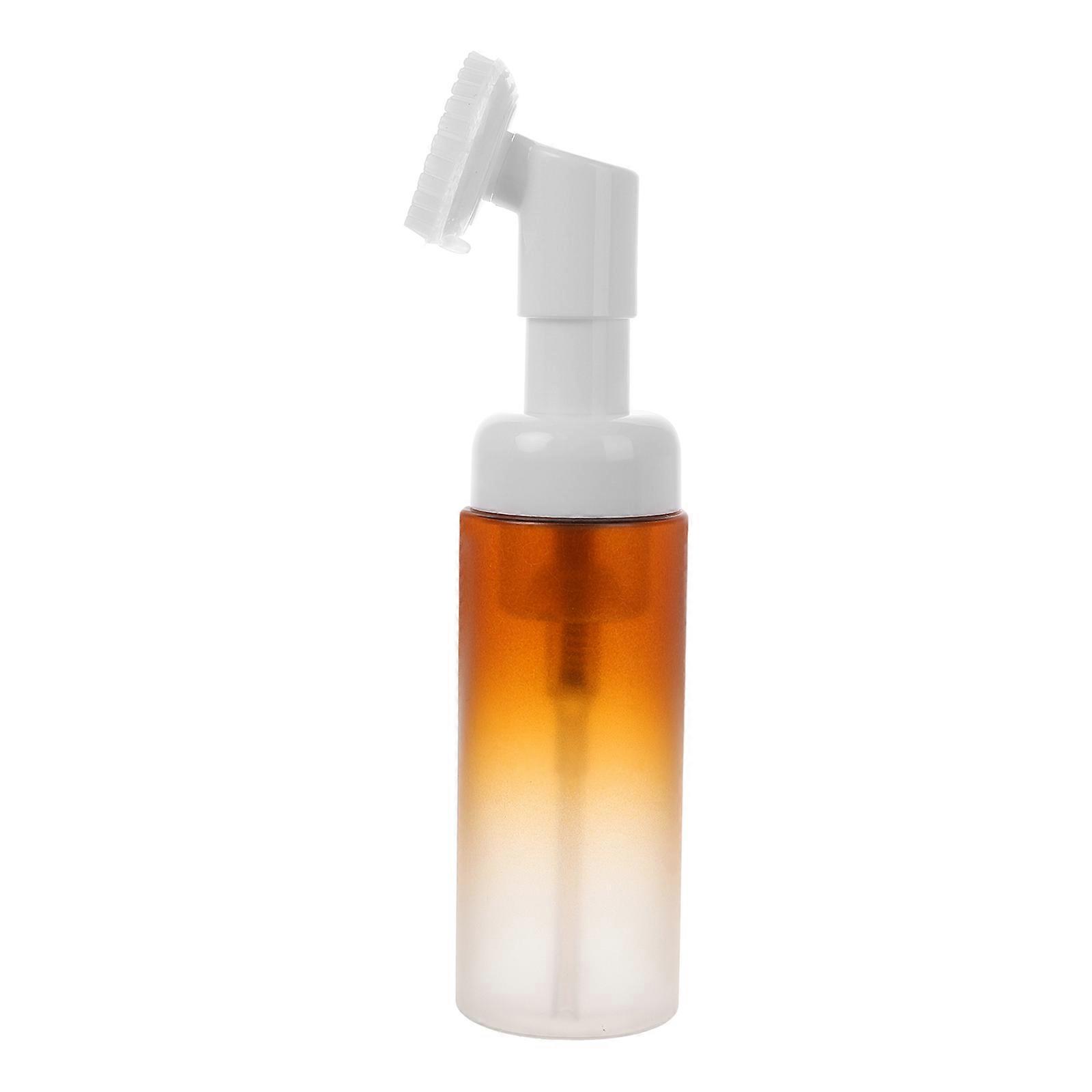 Refillable Foaming Bottle with Brush Head for Storage Made of PET Light Brown 1 Set
