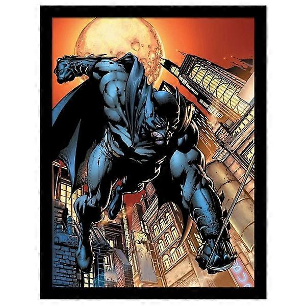 Batman Swinging Framed Poster 45cm x 35cm Multicoloured