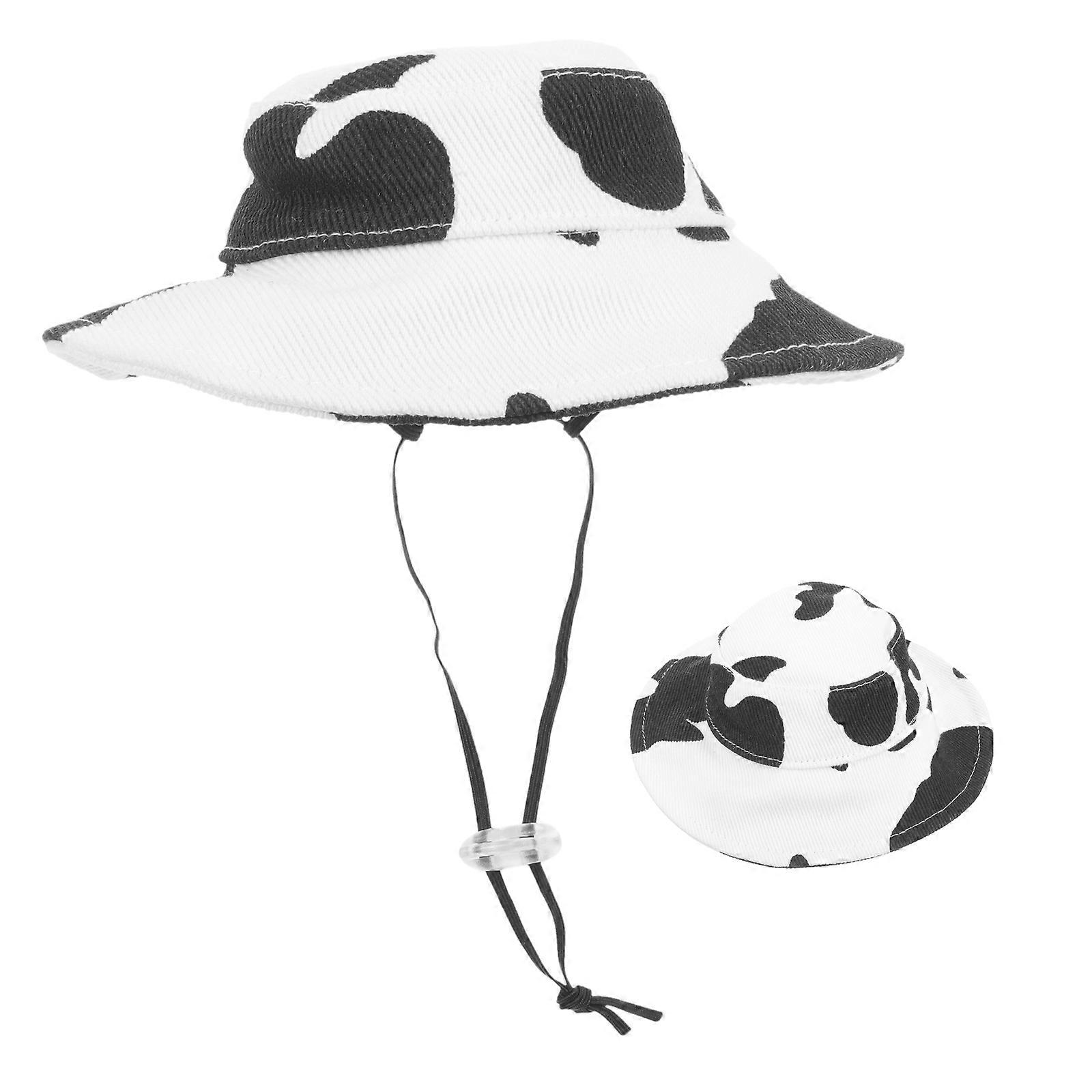 Adjustable Cotton Pet Hat with Cow Pattern, Lightweight Decorative Cap for Dogs and Cats, Sun Protection Cosplay Accessory for Puppies, Kittens,