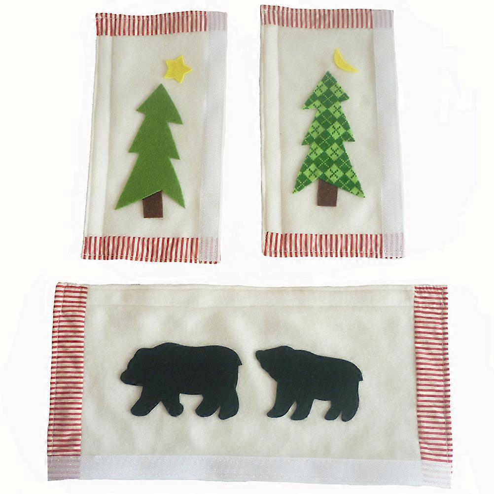 Assorted Color Christmas Handle Covers Cloth Protector for Refrigerator Microwave Kitchen Appliances 3Pcs